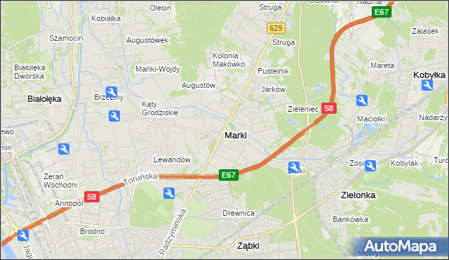 mapa Marki powiat wołomiński, Marki powiat wołomiński na mapie Targeo