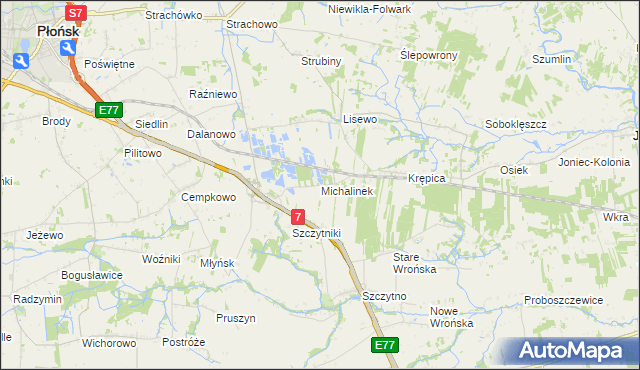 mapa Michalinek gmina Płońsk, Michalinek gmina Płońsk na mapie Targeo