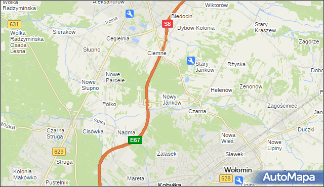 mapa Nowy Janków, Nowy Janków na mapie Targeo