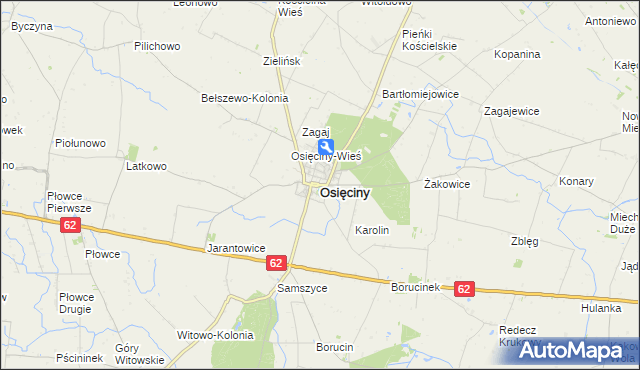 mapa Osięciny, Osięciny na mapie Targeo