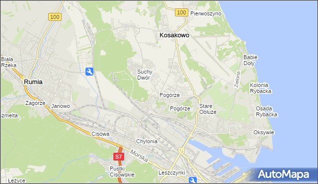 mapa Pogórze gmina Kosakowo, Pogórze gmina Kosakowo na mapie Targeo