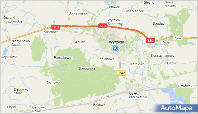 mapa Polanowo gmina Wyrzysk, Polanowo gmina Wyrzysk na mapie Targeo