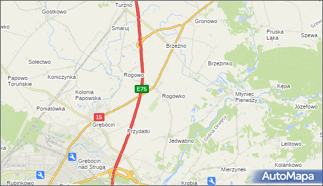 mapa Rogówko gmina Lubicz, Rogówko gmina Lubicz na mapie Targeo