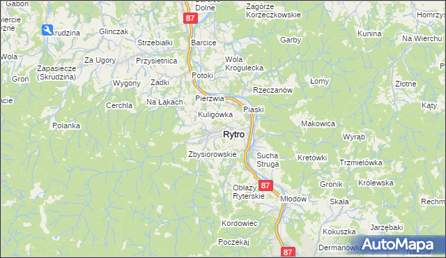 mapa Rytro, Rytro na mapie Targeo