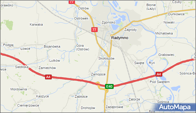 mapa Skołoszów, Skołoszów na mapie Targeo