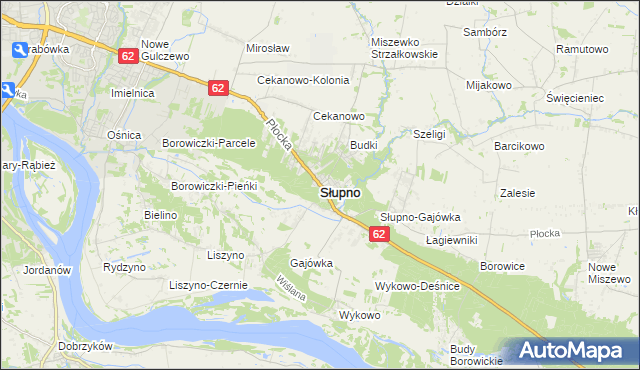 mapa Słupno powiat płocki, Słupno powiat płocki na mapie Targeo