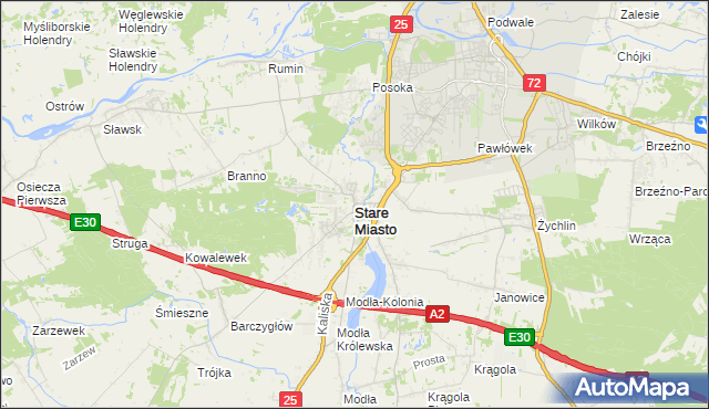 mapa Stare Miasto powiat koniński, Stare Miasto powiat koniński na mapie Targeo