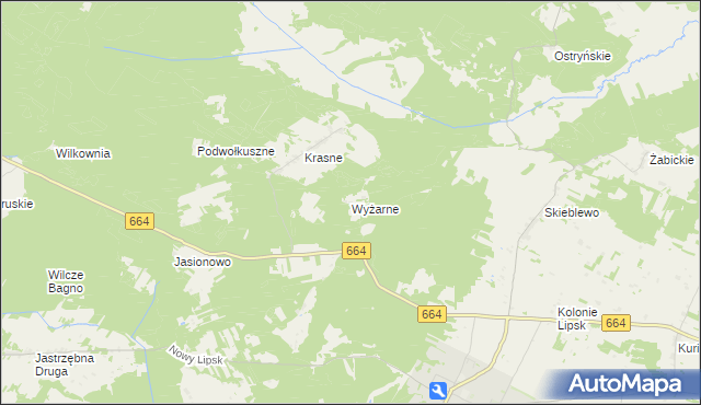 mapa Wyżarne, Wyżarne na mapie Targeo