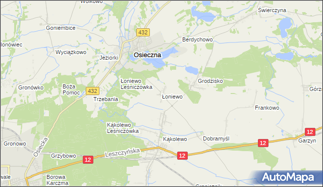 mapa Łoniewo gmina Osieczna, Łoniewo gmina Osieczna na mapie Targeo