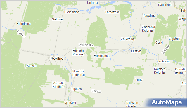 mapa Pokinianka, Pokinianka na mapie Targeo