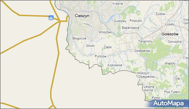 mapa Puńców, Puńców na mapie Targeo