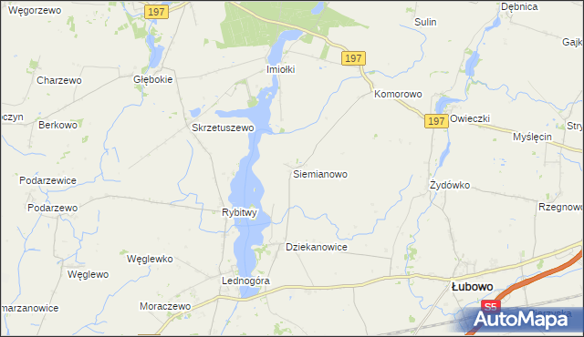 mapa Siemianowo gmina Łubowo, Siemianowo gmina Łubowo na mapie Targeo