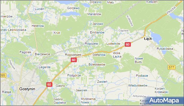 mapa Stefanów gmina Gostynin, Stefanów gmina Gostynin na mapie Targeo