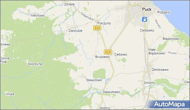 mapa Brudzewo gmina Puck, Brudzewo gmina Puck na mapie Targeo