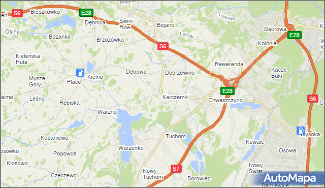 mapa Karczemki gmina Szemud, Karczemki gmina Szemud na mapie Targeo