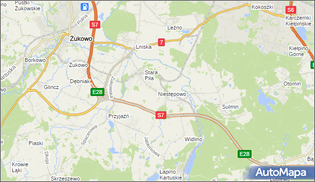 mapa Niestępowo, Niestępowo na mapie Targeo