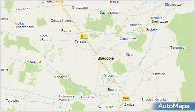 mapa Białopole powiat chełmski, Białopole powiat chełmski na mapie Targeo