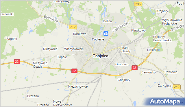 mapa Chojnic, Chojnice na mapie Targeo