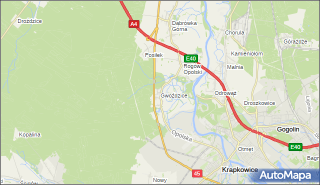 mapa Gwoździce, Gwoździce na mapie Targeo