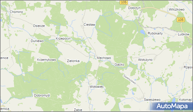 mapa Mechowo gmina Golczewo, Mechowo gmina Golczewo na mapie Targeo