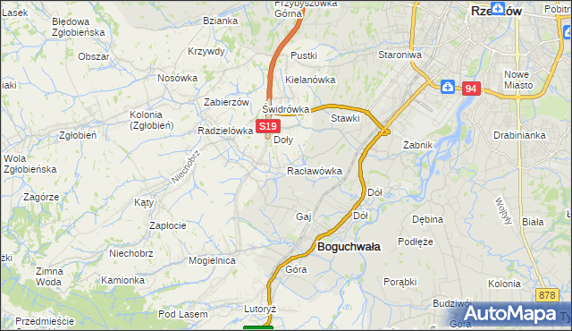 mapa Racławówka, Racławówka na mapie Targeo