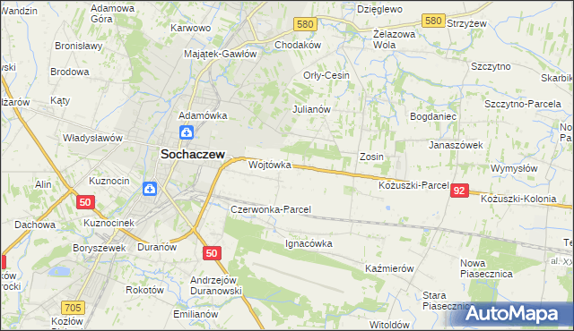 mapa Sochaczew-Wieś, Sochaczew-Wieś na mapie Targeo