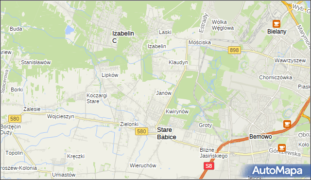 mapa Janów gmina Stare Babice, Janów gmina Stare Babice na mapie Targeo