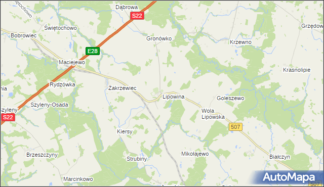 mapa Lipowina, Lipowina na mapie Targeo