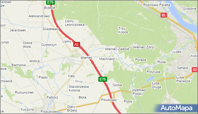 mapa Machnacz gmina Brześć Kujawski, Machnacz gmina Brześć Kujawski na mapie Targeo