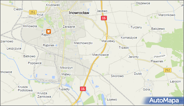 mapa Miechowice gmina Inowrocław, Miechowice gmina Inowrocław na mapie Targeo