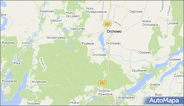 mapa Orchówek gmina Orchowo, Orchówek gmina Orchowo na mapie Targeo