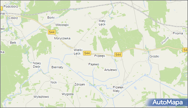 mapa Przełęk gmina Płośnica, Przełęk gmina Płośnica na mapie Targeo