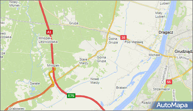 mapa Górna Grupa, Górna Grupa na mapie Targeo