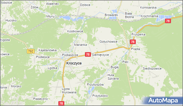 mapa Siemięrzyce, Siemięrzyce na mapie Targeo