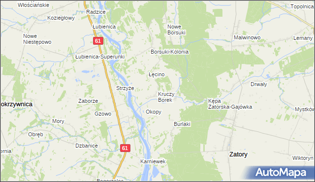 mapa Kruczy Borek, Kruczy Borek na mapie Targeo