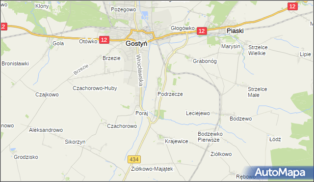 mapa Podrzecze gmina Piaski, Podrzecze gmina Piaski na mapie Targeo