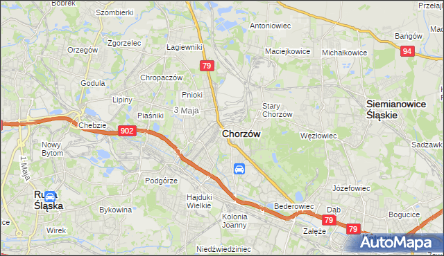 mapa Chorzów, Chorzów na mapie Targeo