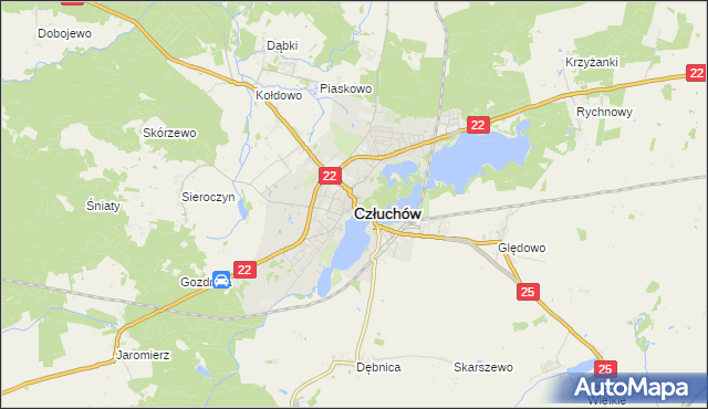 mapa Człuchów, Człuchów na mapie Targeo