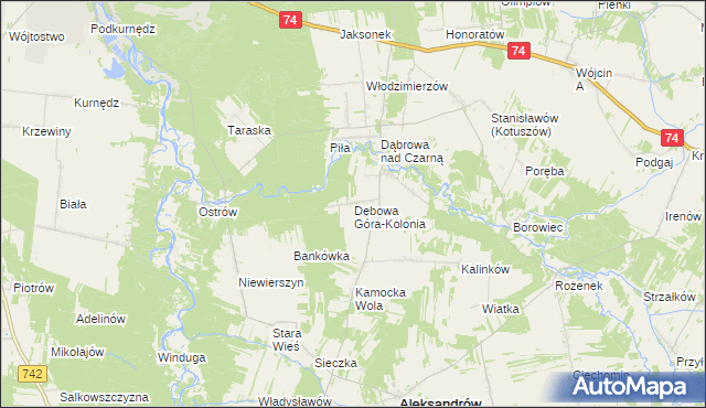 mapa Dębowa Góra-Kolonia, Dębowa Góra-Kolonia na mapie Targeo