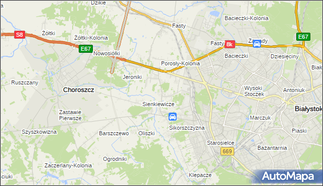mapa Porosły, Porosły na mapie Targeo