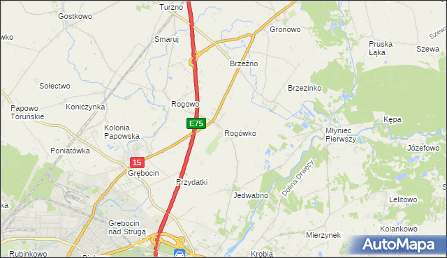 mapa Rogówko gmina Lubicz, Rogówko gmina Lubicz na mapie Targeo