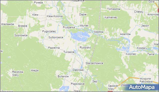 mapa Rudzisko gmina Fałków, Rudzisko gmina Fałków na mapie Targeo