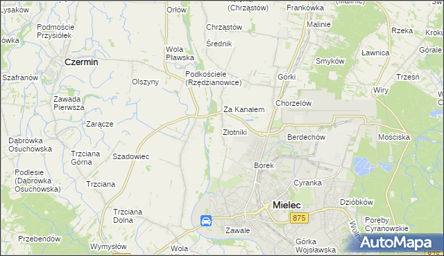 mapa Złotniki gmina Mielec, Złotniki gmina Mielec na mapie Targeo