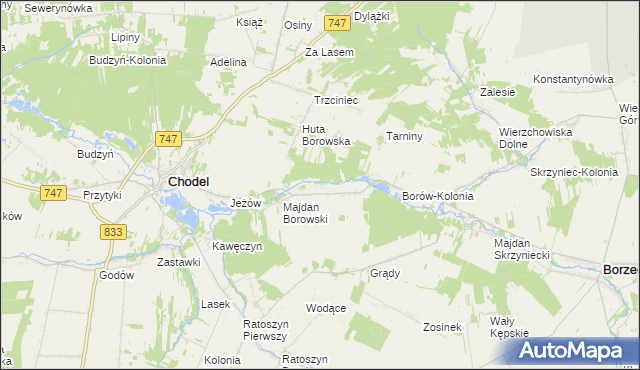 mapa Borów gmina Chodel, Borów gmina Chodel na mapie Targeo