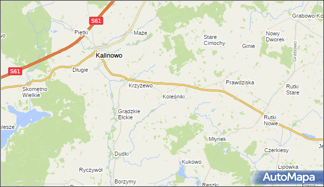 mapa Koleśniki gmina Kalinowo, Koleśniki gmina Kalinowo na mapie Targeo