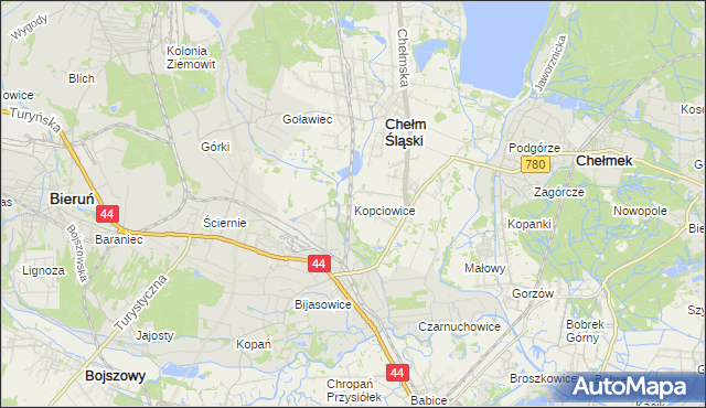 mapa Kopciowice, Kopciowice na mapie Targeo