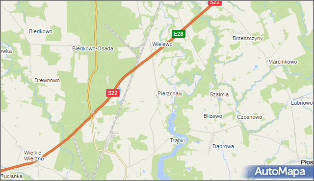 mapa Pierzchały gmina Płoskinia, Pierzchały gmina Płoskinia na mapie Targeo