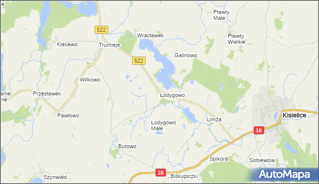mapa Łodygowo gmina Kisielice, Łodygowo gmina Kisielice na mapie Targeo