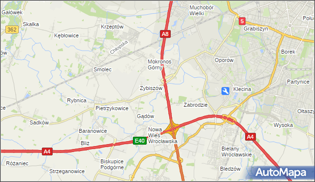 mapa Cesarzowice gmina Kąty Wrocławskie, Cesarzowice gmina Kąty Wrocławskie na mapie Targeo