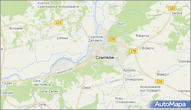 mapa Czarnków, Czarnków na mapie Targeo